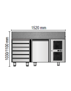copy of Refrigerated table with granite top and 3 doors - Temperature +0° +10°C cm 215 x 80 x 85/92 h