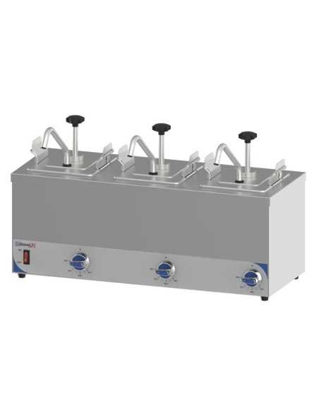 Triple Heated Sauce Pump Dispenser 3 x 2.5 L – Cm 61.8 x 29 x 33 h