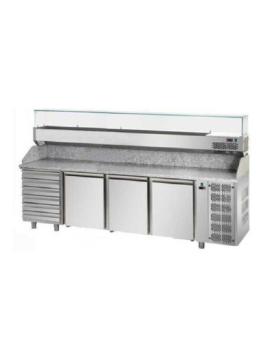 Tavolo refrigerato pizza 3 porte 6 cassetti,...