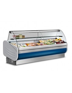 Mostrador de alimentos refrigerados - Cristal curvado - Semi-ventilado - Con mueble - cm 200 x 90 x 126.2 h
