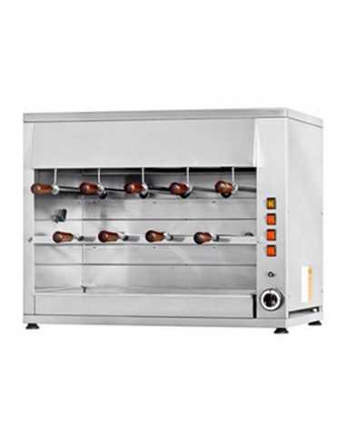 Churrasco gas - 9 Spade lunghezza cm 50 - 2 piani - Motori indipendenti - Potenza termica 12 Kw - cm 90 x 57 x 72 h