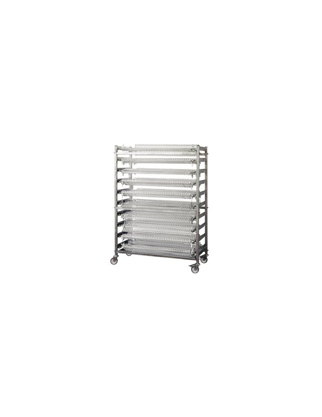 Stainless steel trolley for rods and grids - N. 10 shelves cm 118x50x163h - For Mod. Planetary