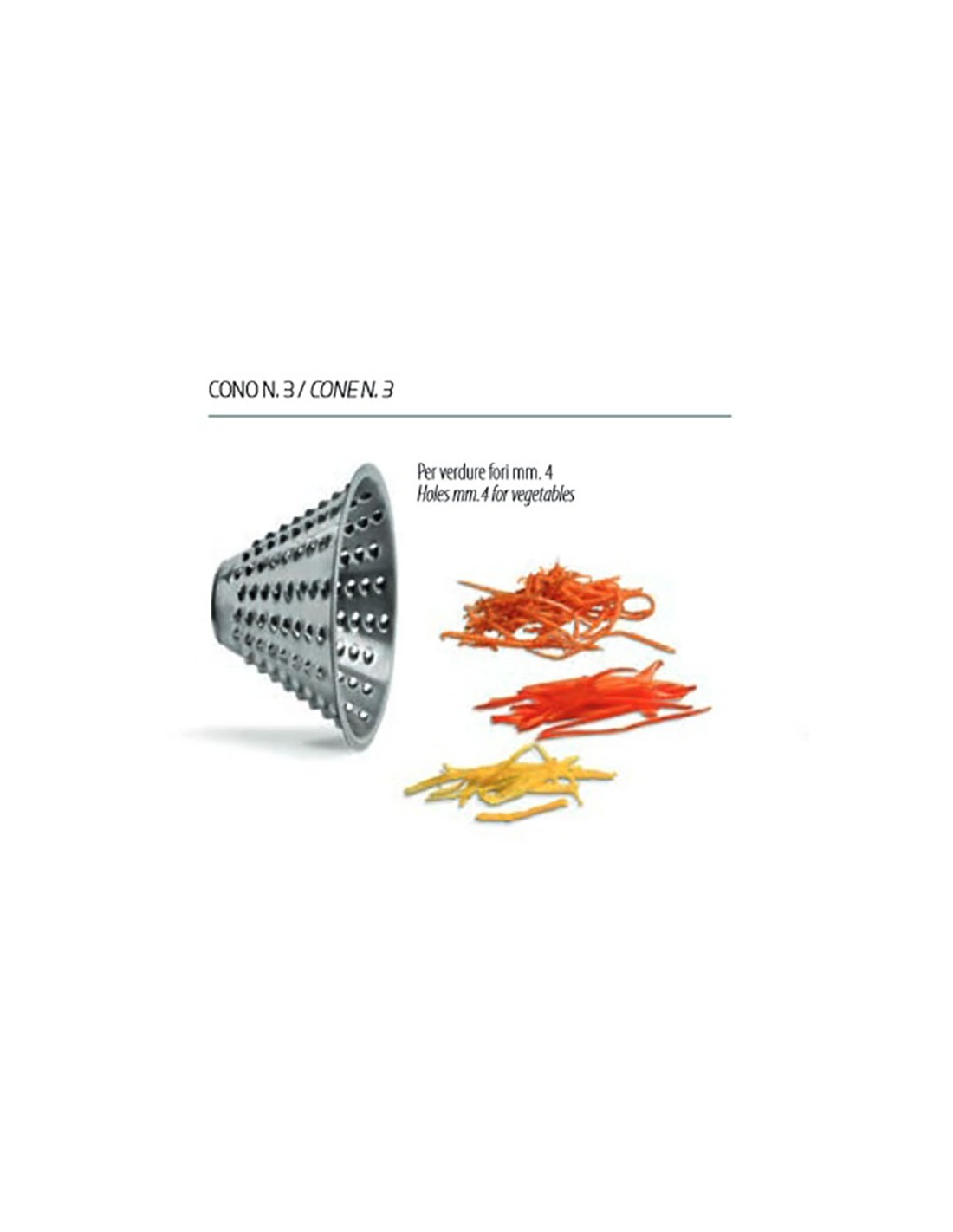 Cone stainless choppers - Hole mm 4 - For starters, he realizes a cutting vegetables Julienne