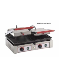 Electric cast iron plate with double ribbed surface and ribbed lids