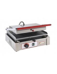 Piastra elettrica con piano in acciaio rigato cromato e coperchio rigato