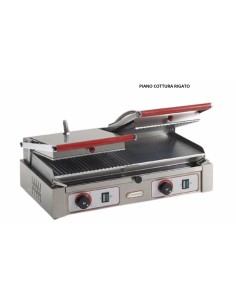 Piastra elettrica in acciaio con piano rigato cromato e coperchio rigato cm 55x25