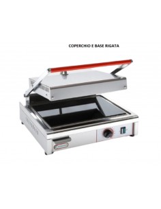 Placa vitrocerámica eléctrica con placa dentada y tapa dentada 37 x 25 cm