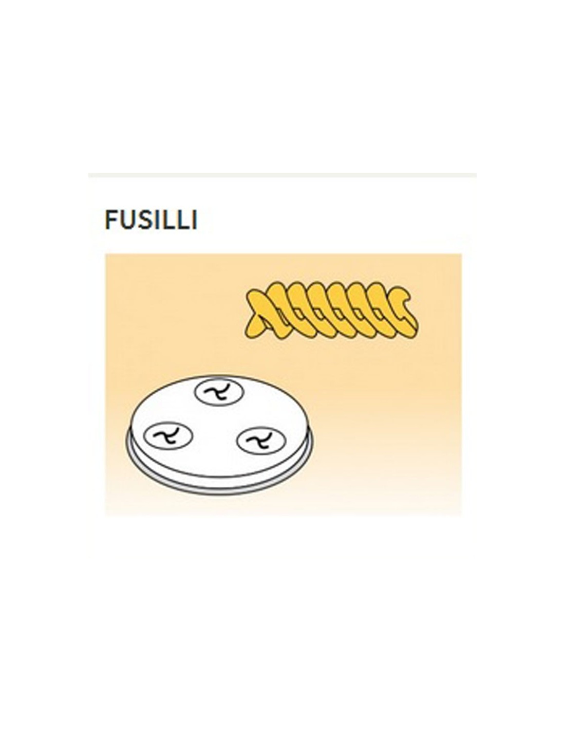 Brass-bronze alloy mould in different shapes - For fresh pasta machine model MPF8N - Fusilli 9 mm