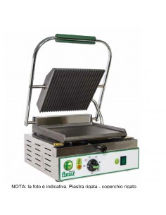 Piastra in ghisa con piano rigato e coperchio rigato - Cm 24 x 23