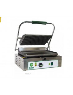 Piastra in ghisa con piano liscio e coperchio rigato - Cm 34 x 23