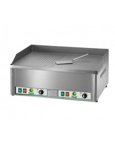 Fry top elettrico con piano 1/2 Liscio 1/2 Rigato da cm 65 x 48