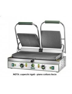 Cast iron plate with smooth surface and ribbed lid - Cm 48x23