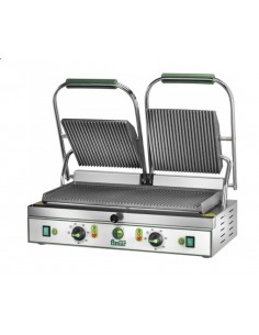 Cast iron plate with ribbed top and ribbed lid - Cm 48x23