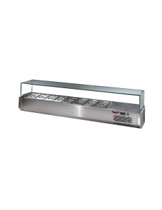 Ingredient display case 5 x GN 1/4 - Flat glass - Depth 32.7