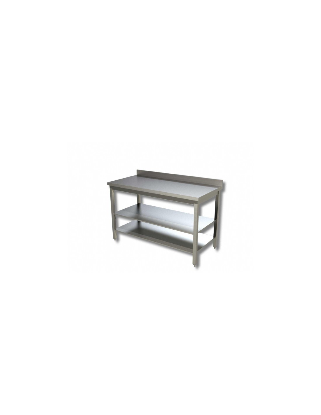 Ristorazione Pizzeria Tavolo acciaio inox con ripiano con alzatina 120x70x85H