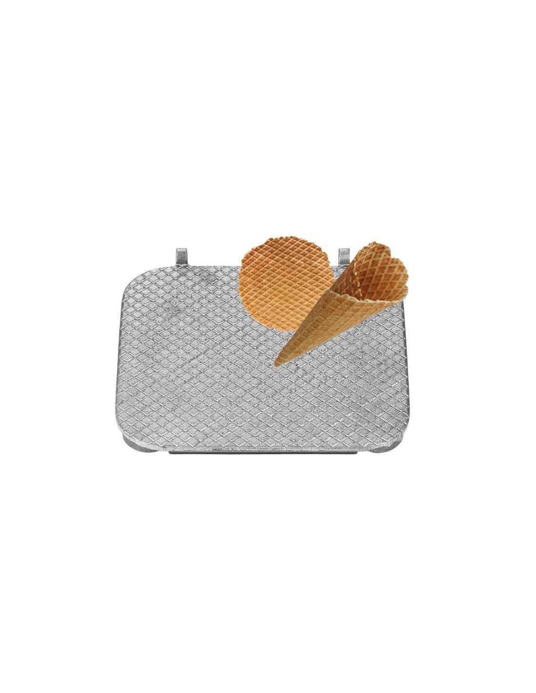 Piastra waffel intercambiabile - FORMA: 1 waffel 27x27 Cm - in ghisa - Utilizzabile per fare coni o altre forme