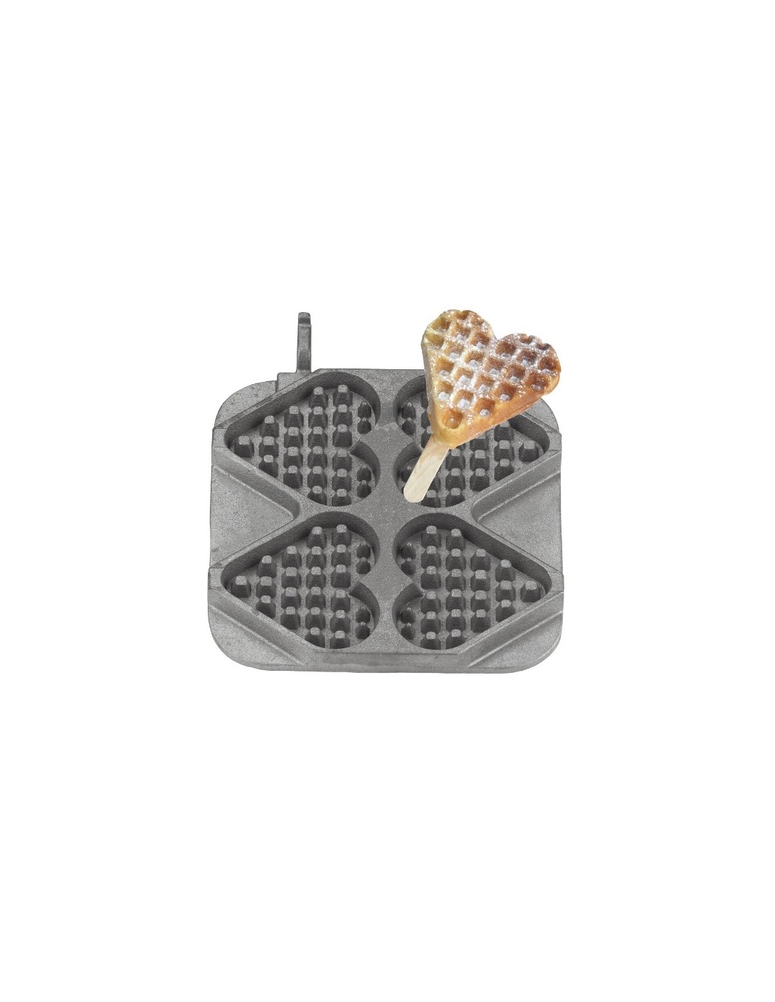 Interchangeable waffel plate - SHAPE: 4 waffels 15x12x3 cm - On stick - Cast iron