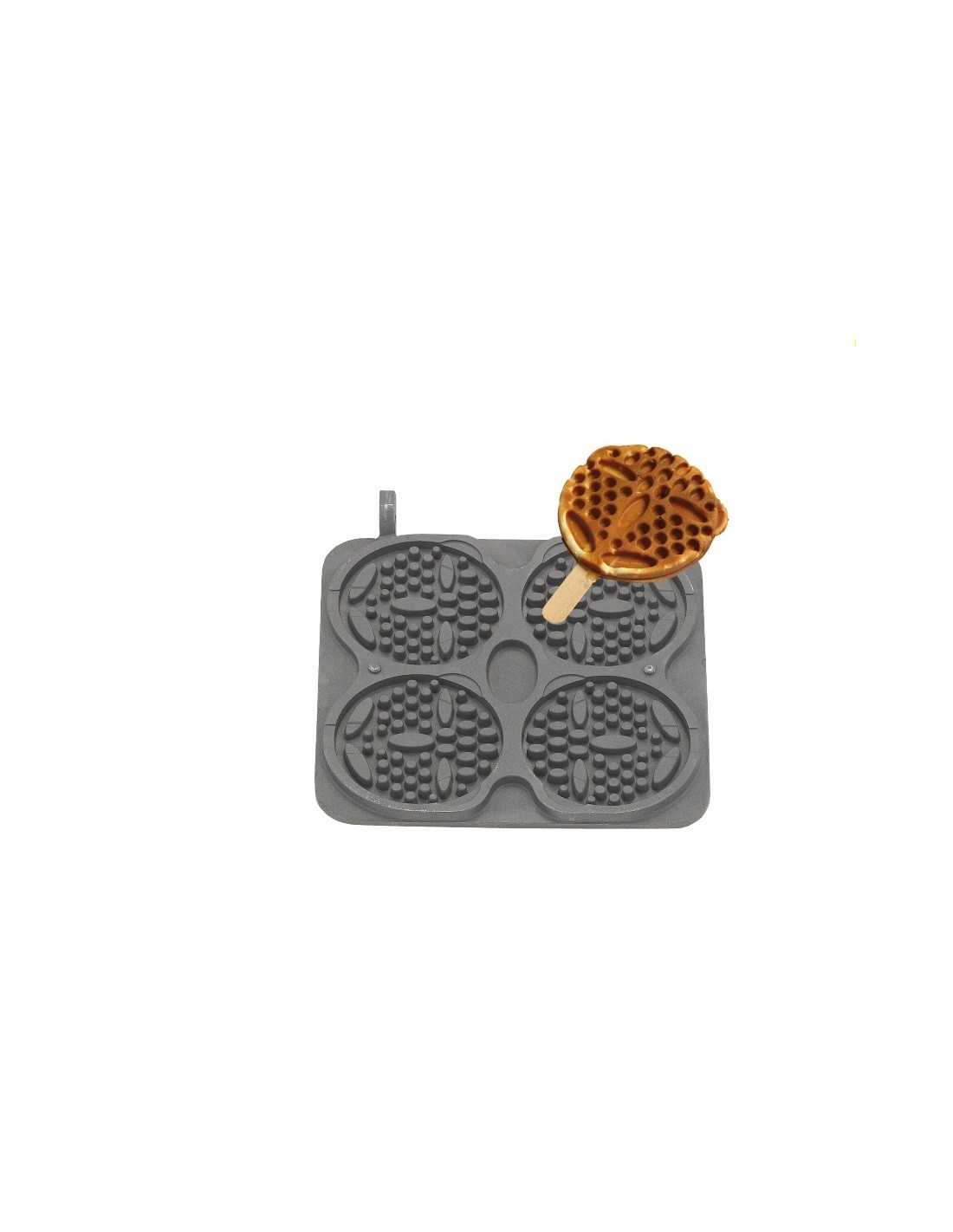 Interchangeable waffel plate - shape: 4 waffel Ø 12 - Bearing shape on stem - aluminium teflonate non-stick