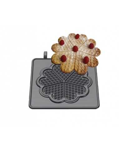Piastra waffel intercambiabile - forma: 1 waffel Ø 21 x 0.5 cm - divisibile in 5 pezzi - In ghisa
