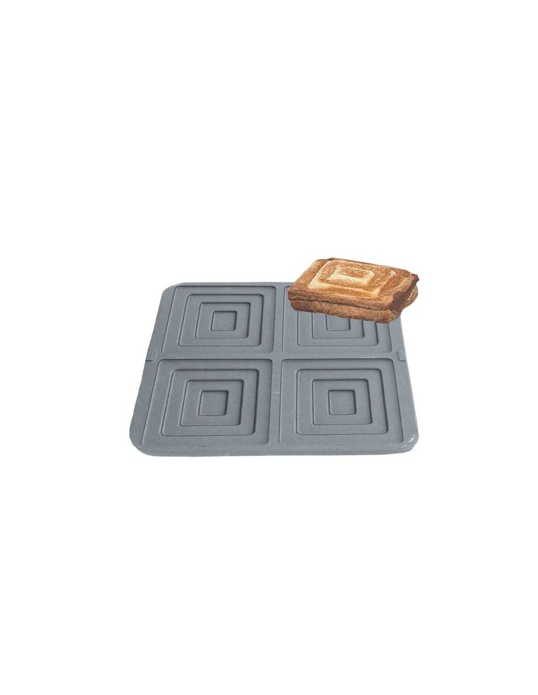 Piastra waffel intercambiabile - forma: 4 waffel da 115x125x25 mm - in allumio teflonato antiaderente