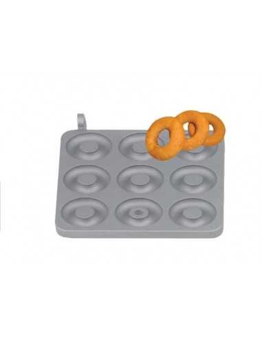 Piastra waffel intercambiabile - forma: 9 waffel Ø 8 cm  - in alluminio teflonato antiaderente