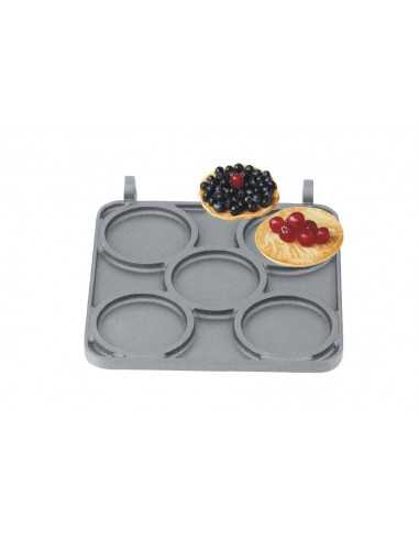 Piastra waffel intercambiabile - forma: 5 waffel Ø 10 x 0.9 cm - in alluminio teflonato
