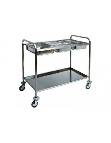 Carrello portabacinelle - N. 2 ripiani - N. 2 x GN1/1 - cm 77 x 62 x 97 h