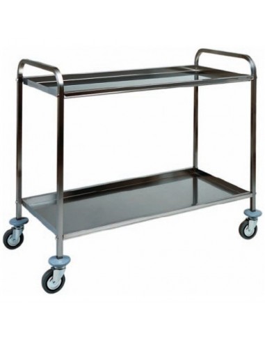 Service trolley - AISI 304 stainless steel - 2 shelves with edges - Satin finish - cm 90 x 60 x 94 h