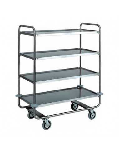 Carrello trasporto pesante - Acciaio inox - N. 4 ripiani - cm 110 x 60 x 130h