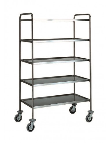 Service trolley - Stainless steel - N. 5 shelves edged - cm 90 x 60 x 170h