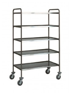 Service trolley - Stainless steel - N. 5 shelves edged -...