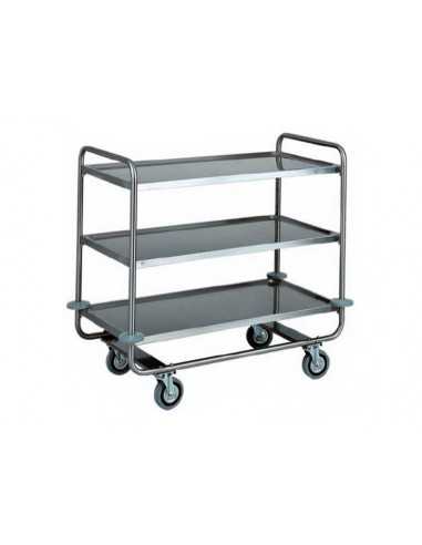 Carrello trasporto pesante - Acciaio inox - N. 3 ripiani - cm 110 x 60 x 100h