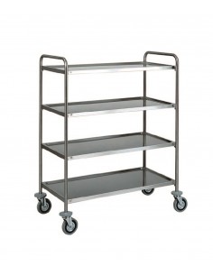 Service trolley - Stainless steel - N. 4 shelves edged -...