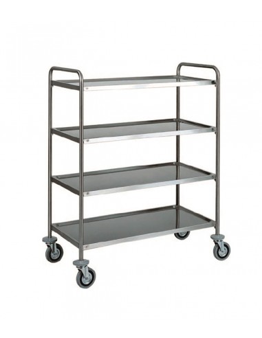 Service trolley - Stainless steel - N. 4 shelves edged - cm 110 x 60 x 140 h