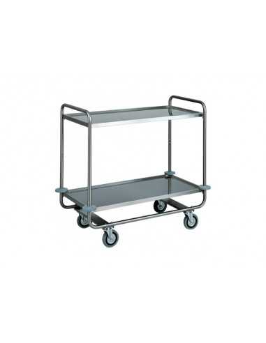 Carrello trasporto pesante - Acciaio inox - N. 2 ripiani - cm 110 x 60 x 100 h