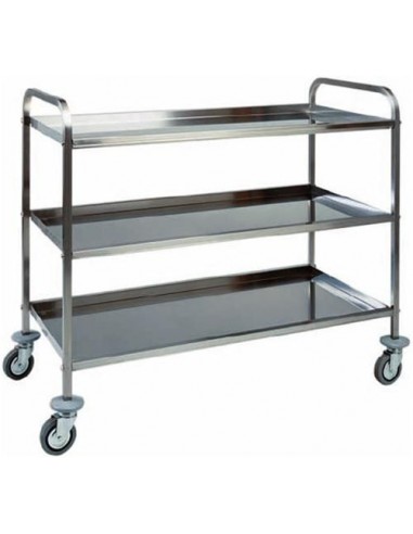 Service trolley - Stainless steel - N. 3 shelves - cm 91 x 57 x 96 h