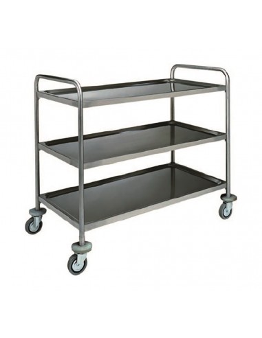 Service trolley - Stainless steel - N. 3 shelves edged - cm 90 x 60 x 104 h