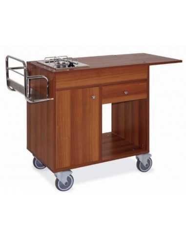 Carrello flambè - N. 1 fuoco - Portaposate - Portabottiglie - cm 123x50x87h