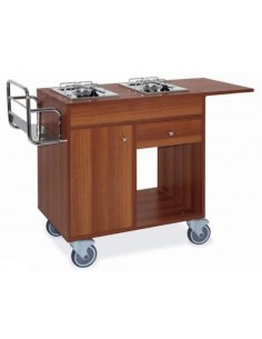 Carrello flambè - N. 2 fuochi - Portaposate -...