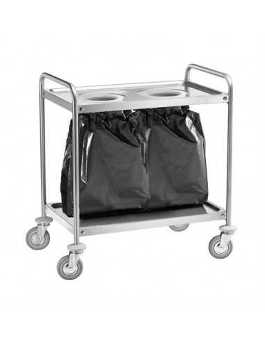 Carrello portarifiuti - Foro per sacchi - N. 2 ripiani - cm 110 x 60 x 94h