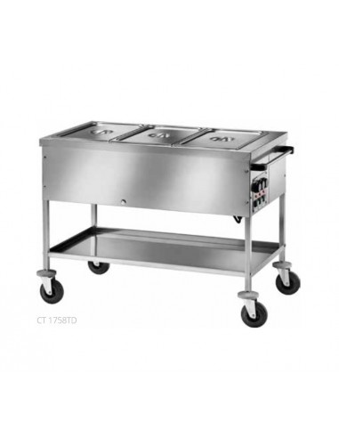Enclosure thermal trolley - 2 tanks - Differentiated temperature +30/+90 °C - Power 2000W - cm 84 x 65 x 85