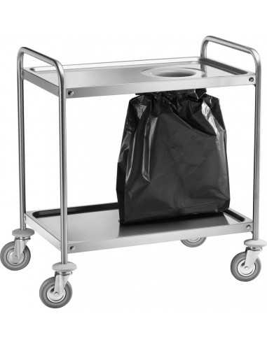 Carrello portarifiuti - Foro per sacchi - N. 2 ripiani - cm 90 x 60 x 94h