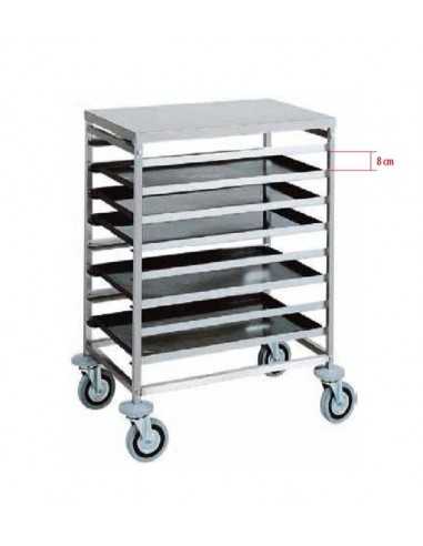 Carrello portateglie pasticceria - N. 8/16 teglie – Paracolpi – cm 72 x 87 x 94h