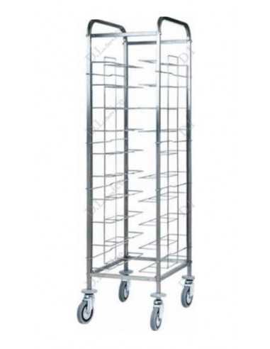 Carrello portavassoi universale - Aperto - Paracolpi - N. 10 vassoi -cm 55 x 62 x 175h