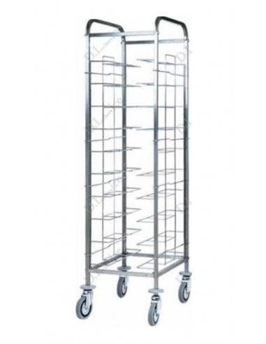 Universal tray trolley - Open - Stainless steel frame - With bumpers - cm 55 x 62 x 175h