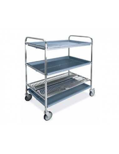 Carrello scolapiatti - N° piatti 72 Ø 16 ÷ 26 - Scolabicchieri - cm 102x62x121h