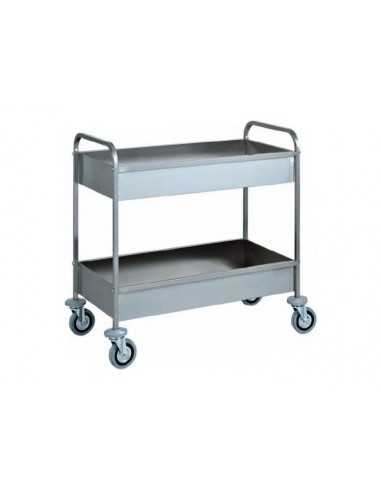 Carrello sbarazzo - N. 2 vasche acciaio - cm 101 x 57 x 97 h