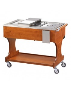 Carrello termico - Legno - N.3 vasche acciaio - cm 147 x...