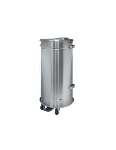 Almohadilla de acero inoxidable - Capacidad litros 90 - Cubierta con apertura de pedal - Cm ø 40 x 90 h