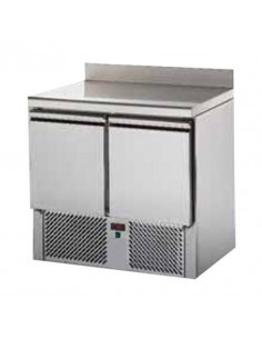 Saladette refrigerada 2 puertas GN 1/1 con encimera de acero inox y peto - cm 90,4 x 70 x 98 h